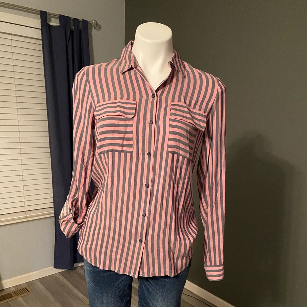 Pink and blue (jean) stripped shirt